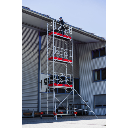 Aluminiowe rusztowanie jezdne Krause STABILO 10 (2,00 × 0,75 m) – wysokość robocza 3–14,4 m